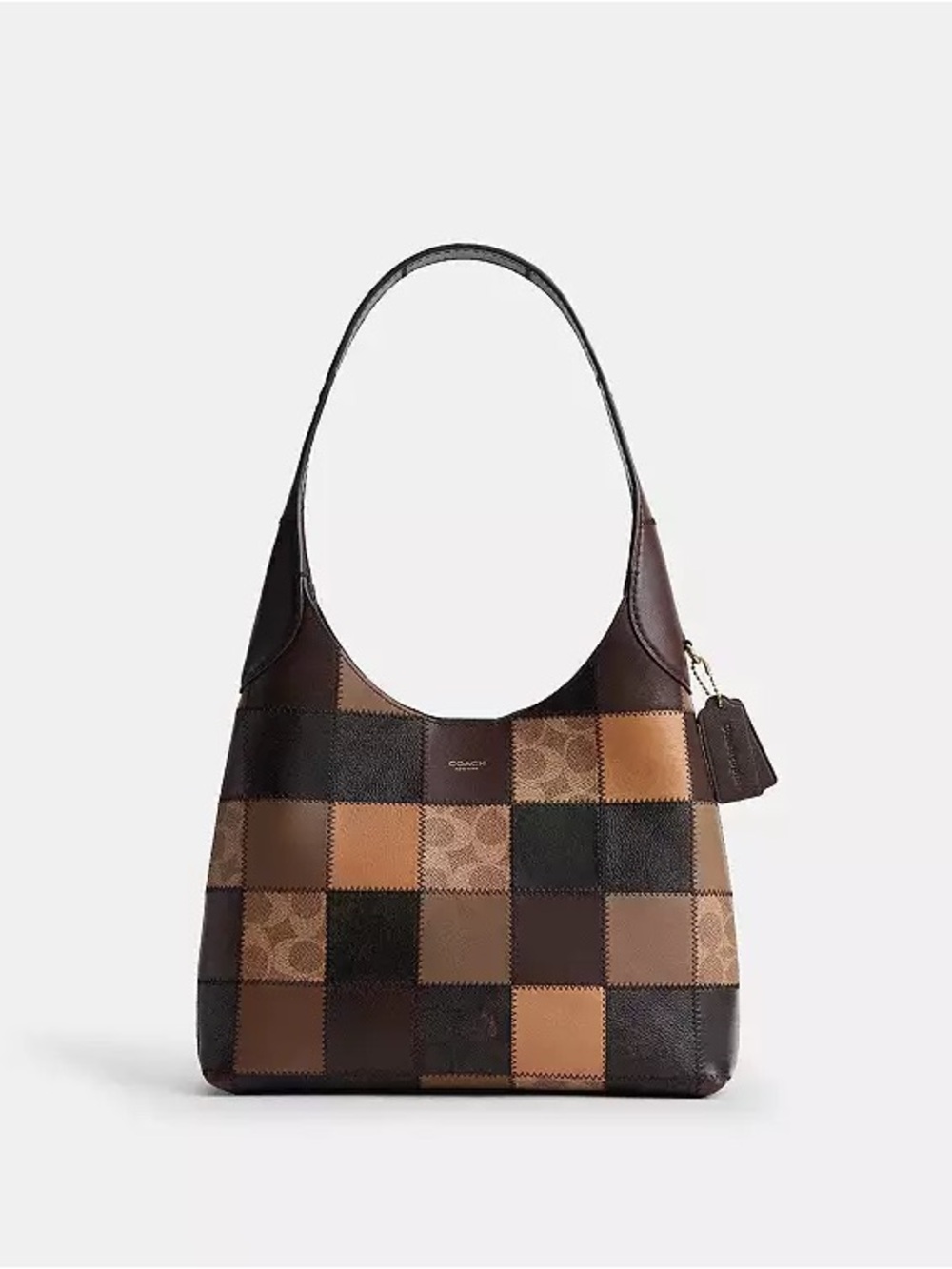Coachtopia Patchwork Alter/Ego Brooklyn Brown Signature Shoulder Bag 28 Gold EUC